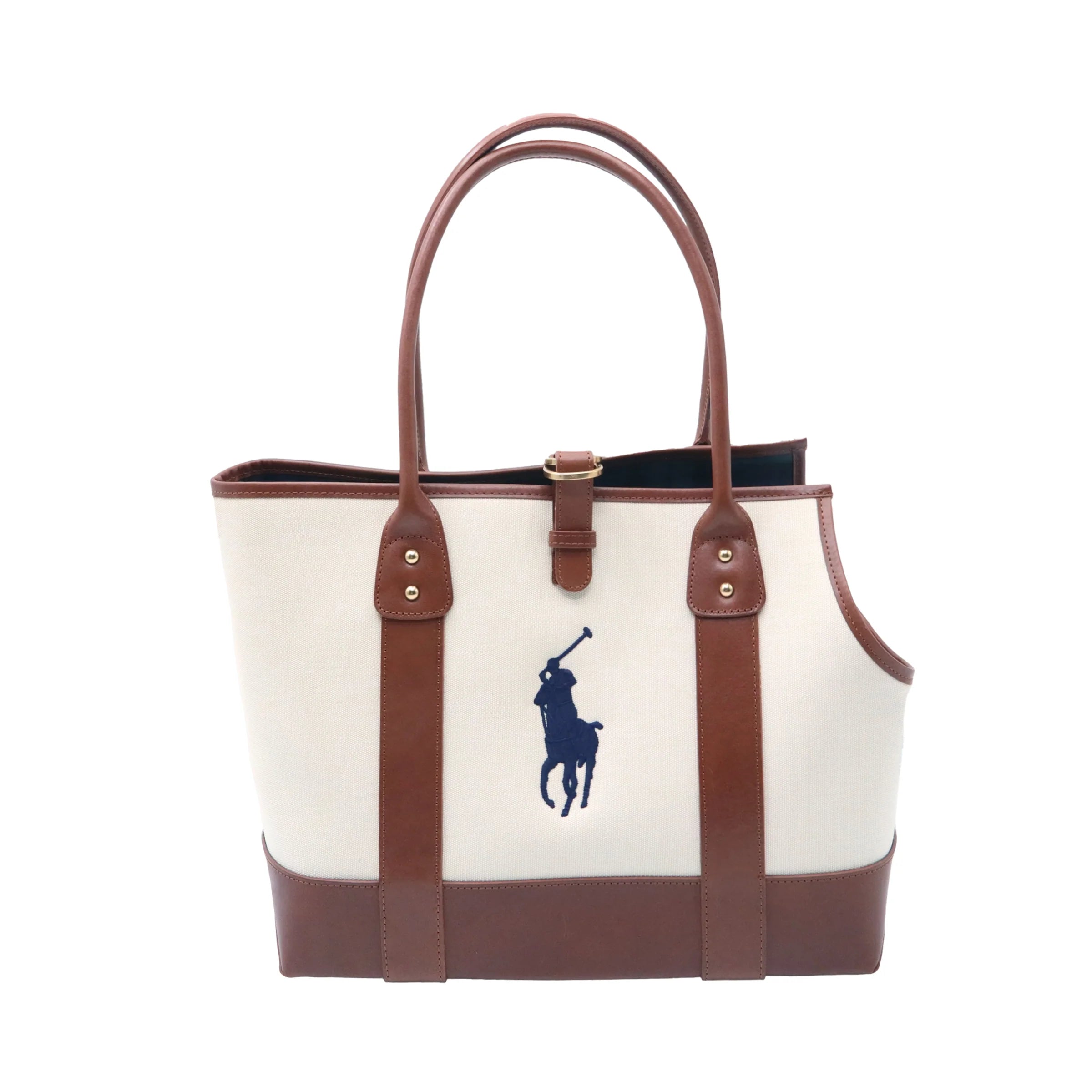 Polo Ralph Lauren Dog Leather and Canvas Tote