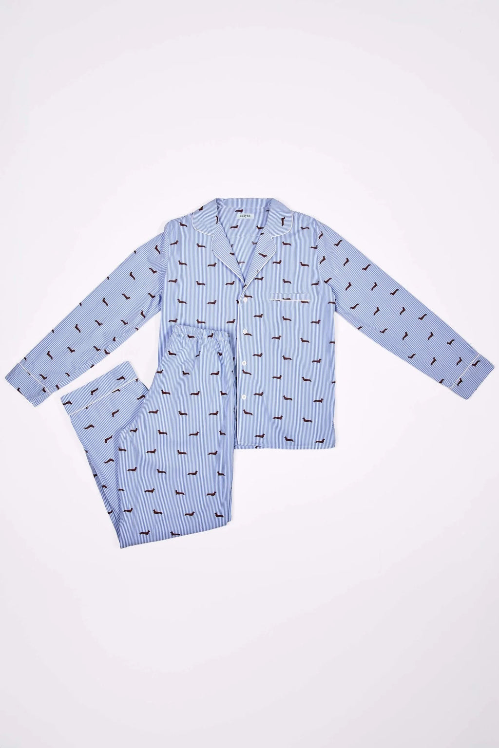 Dachshund Unisex Pajama – Blue & White