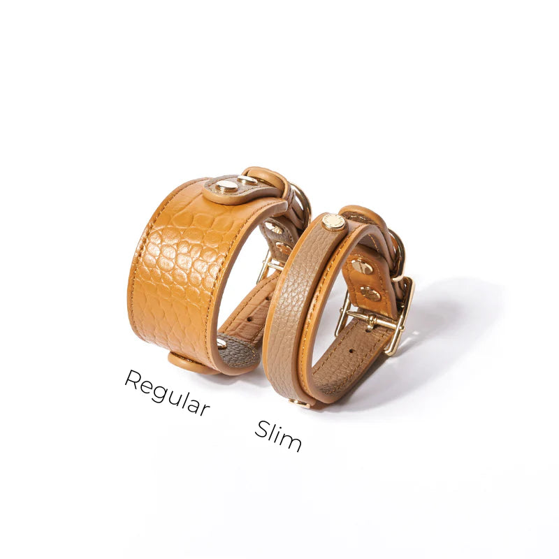 Slim Amber Leather Collar
