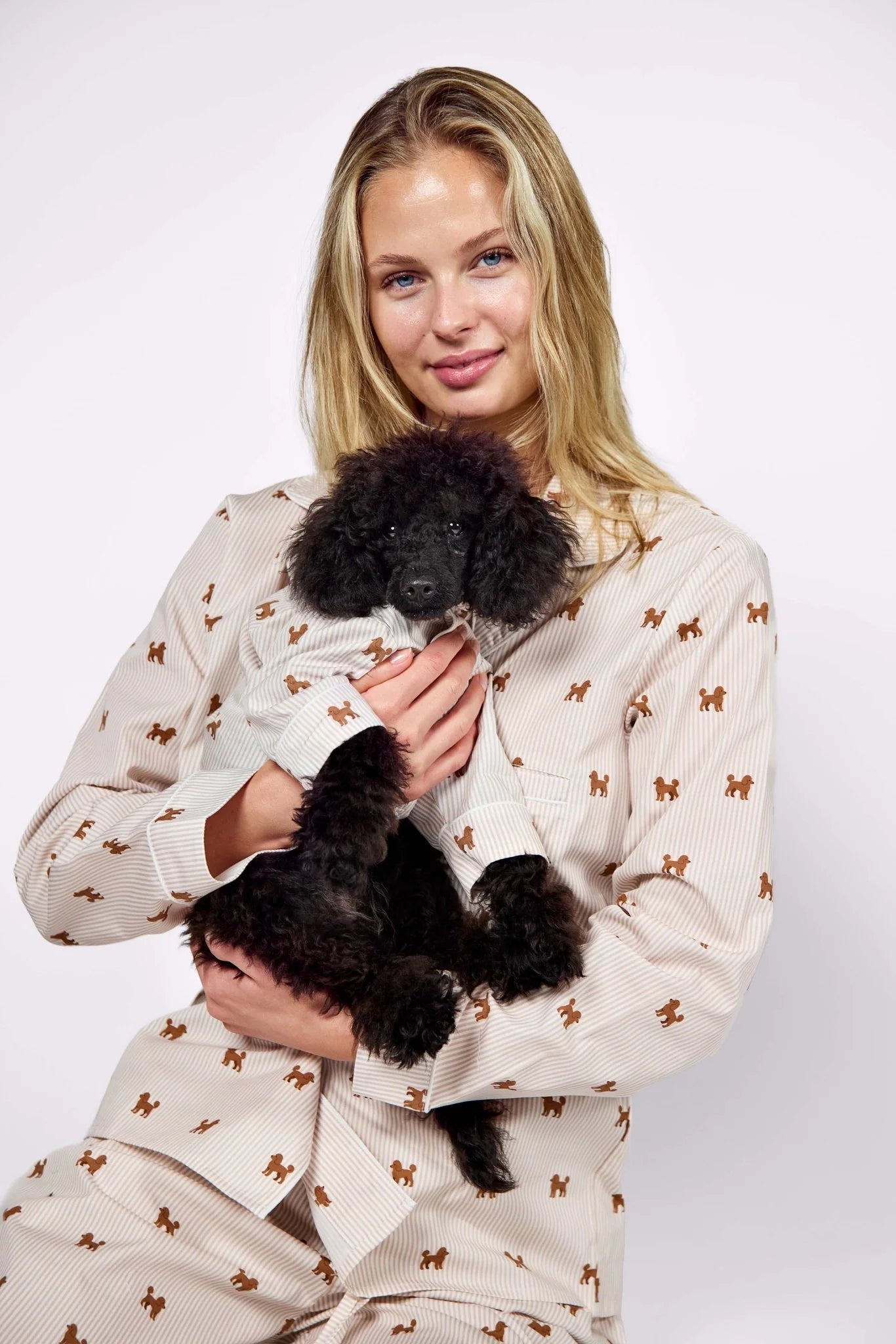 Doodle Matching Pajama Set – Brown & White