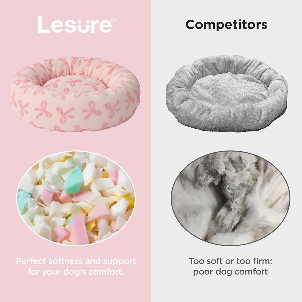 Shown on TV Donut Large Dog Beds - round Cat Beds Indoor Anti-Anxiety Calming Gift for Pets, Washable Home Decor Cute Beds with Jacquard Shaggy Plush & anti Slip Bottom, 36 Inch, Pink Taffy