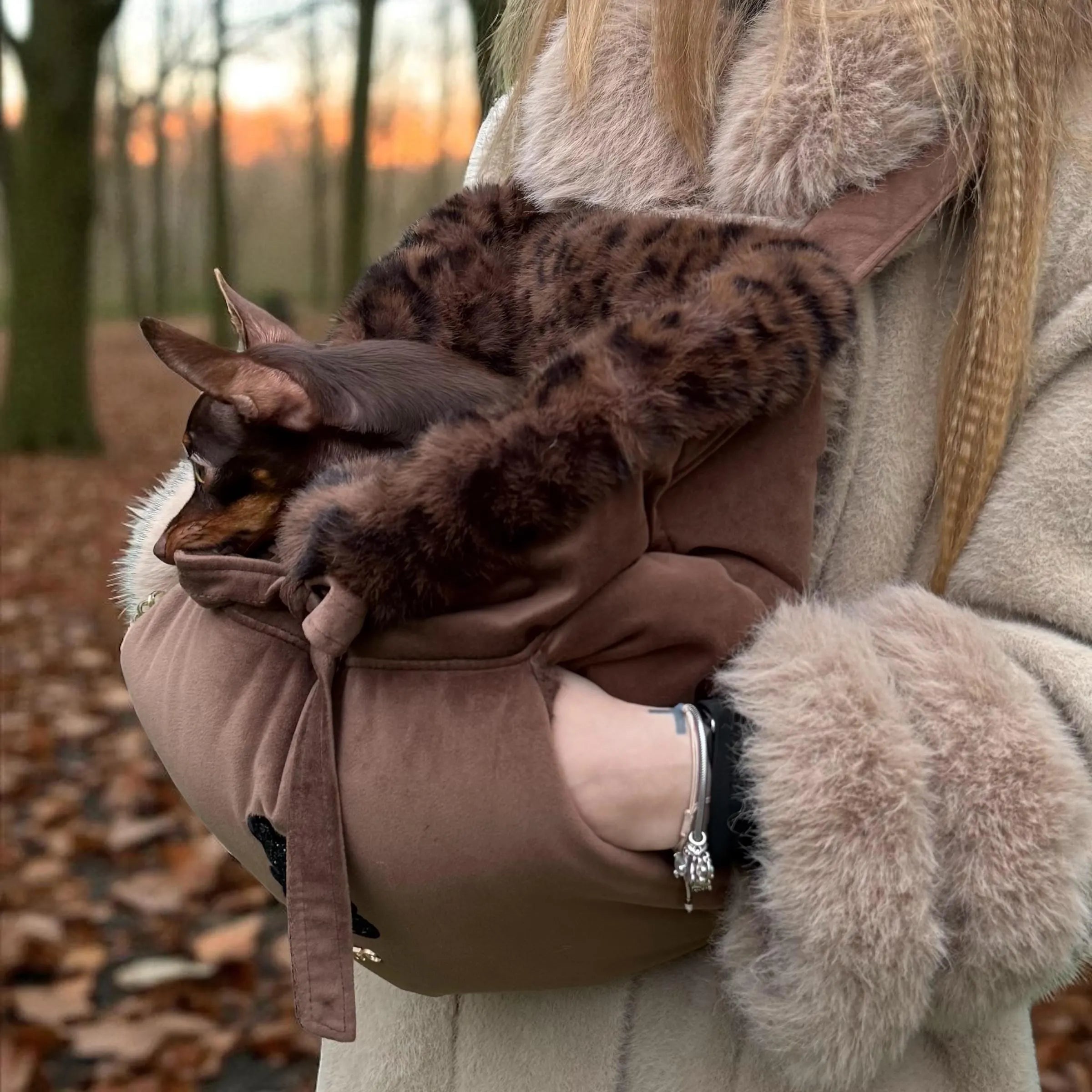 Luxury Leopard Velvet Dog Carrier