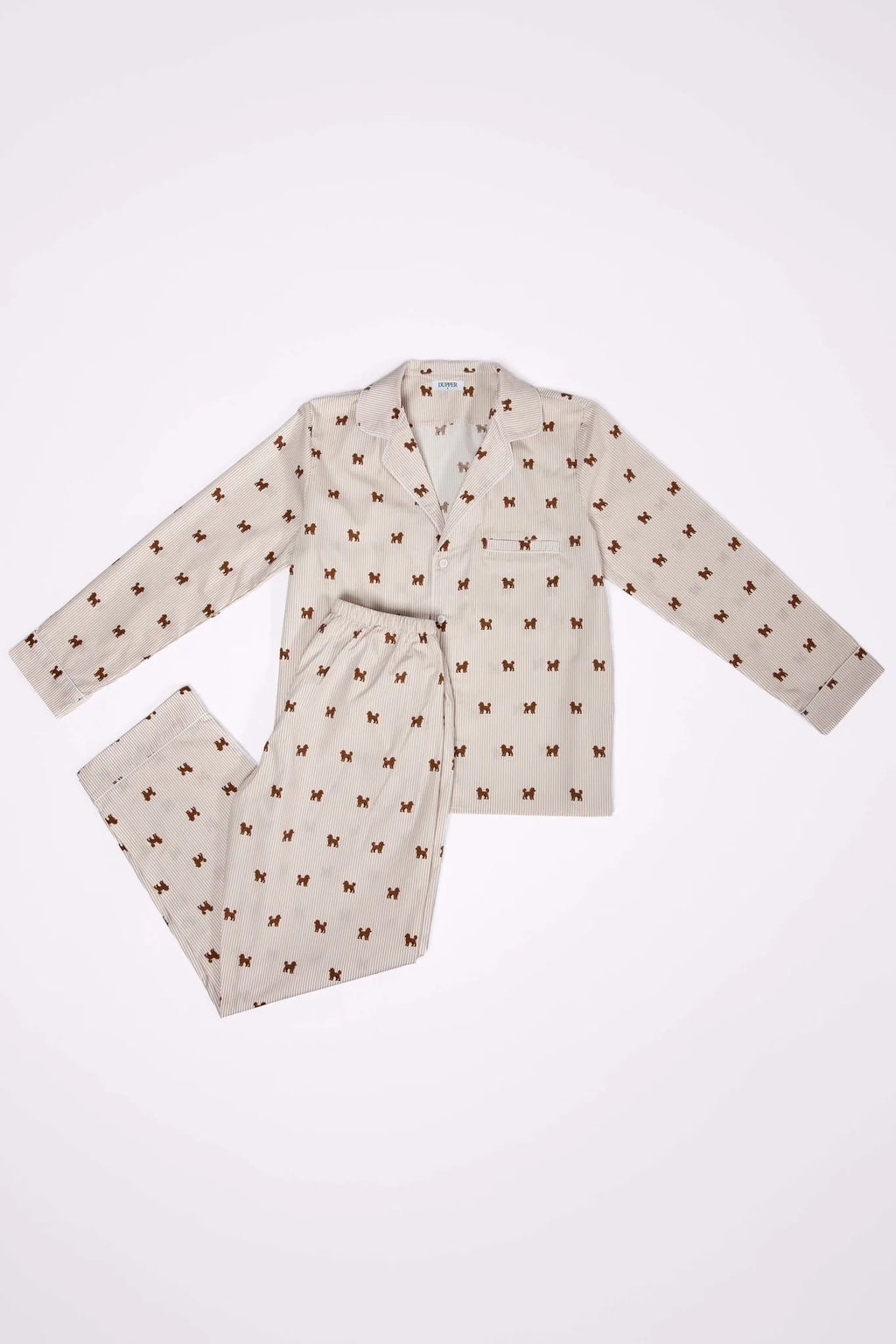 Doodle Unisex Pajama – Brown & White