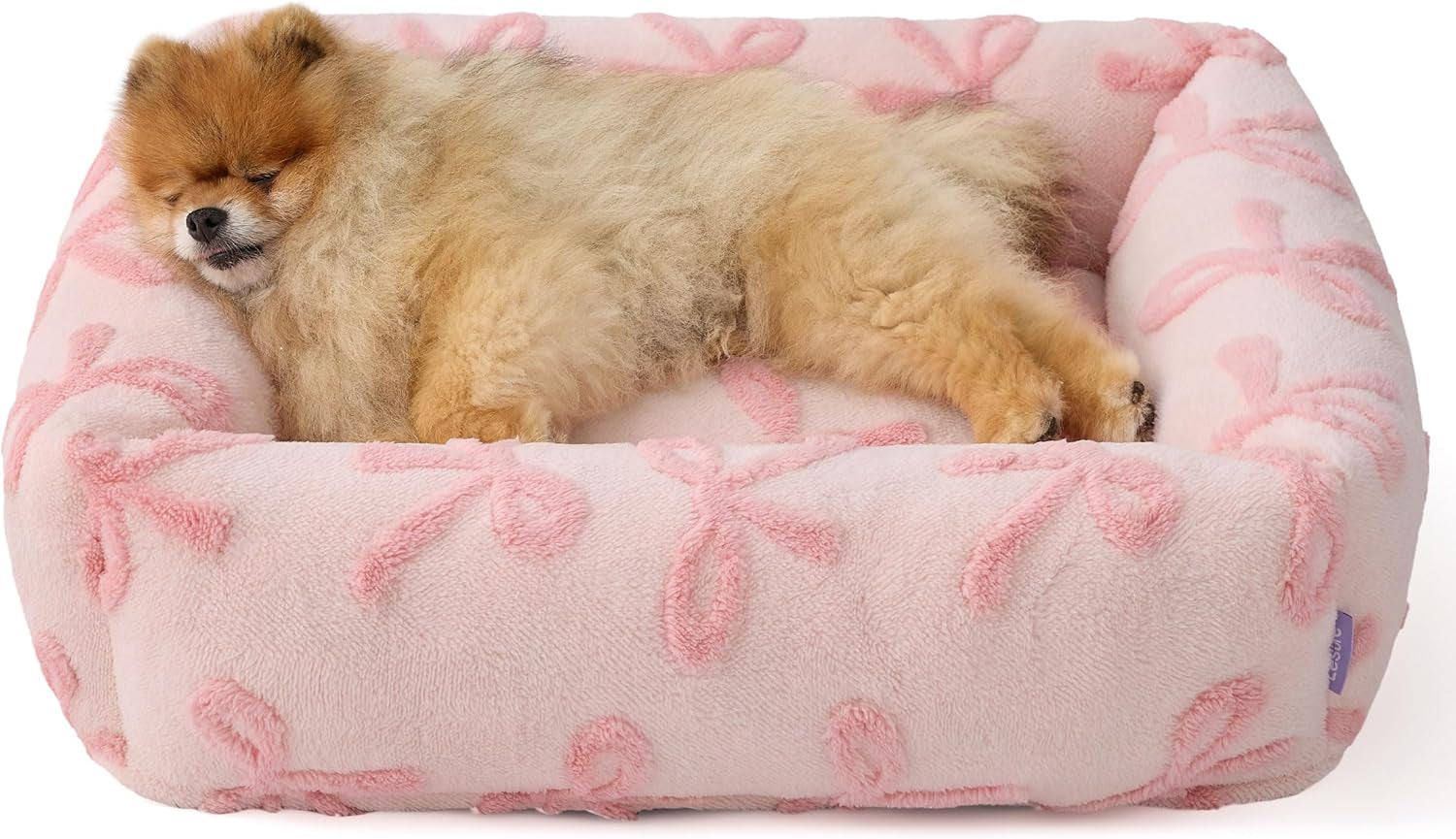 Cute Dog Bed for Small Dogs - Washable Puppy Beds,Cozy Rectangle Orthopedic Pet Sofa with Jacquard Shaggy Plush & anti Slip Bottom,25X21X7Inches