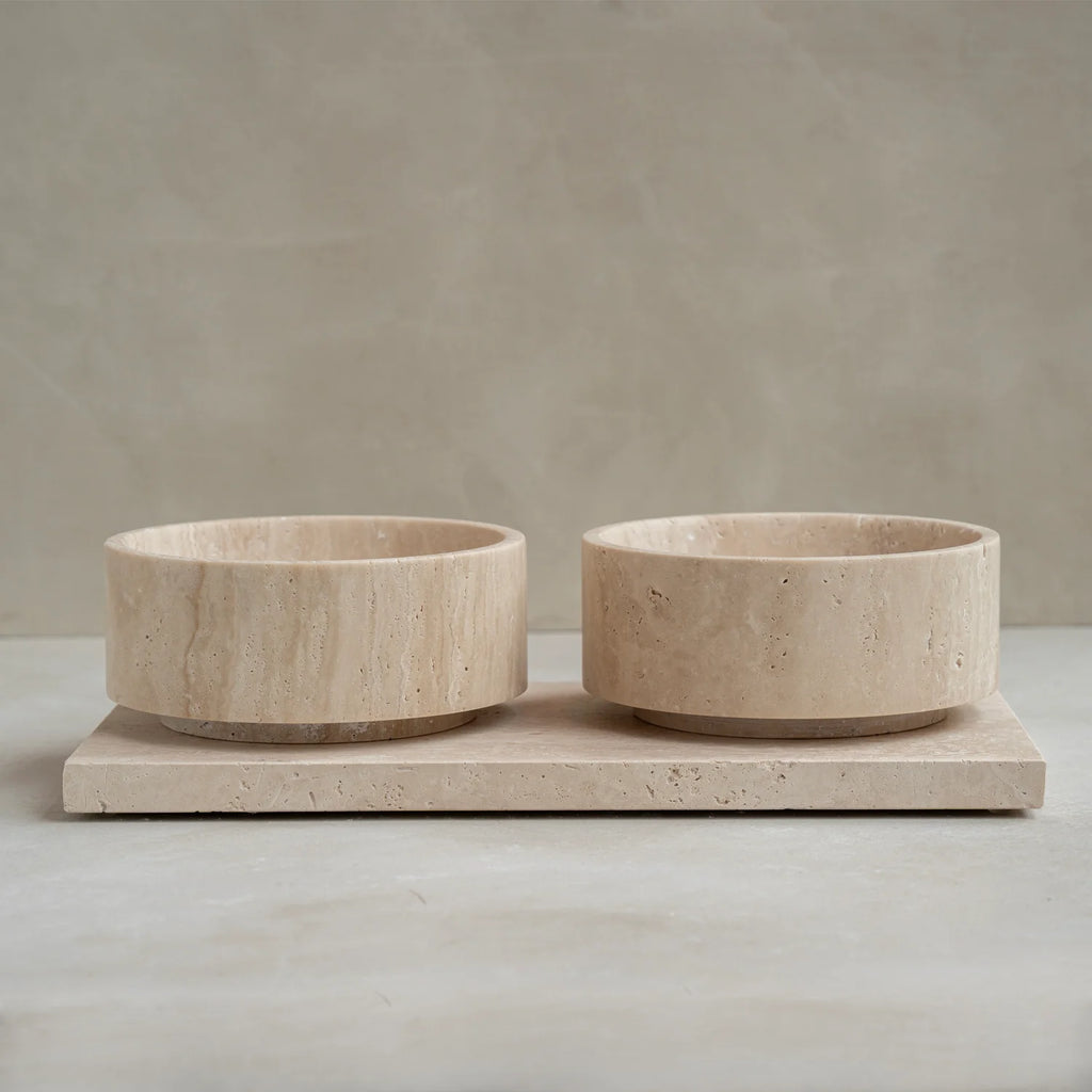 The Travertine Pet Bowl Set