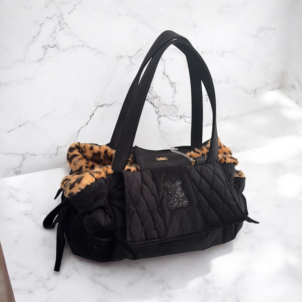 Luxury Leopard Dog Carrier & Velvet Bed