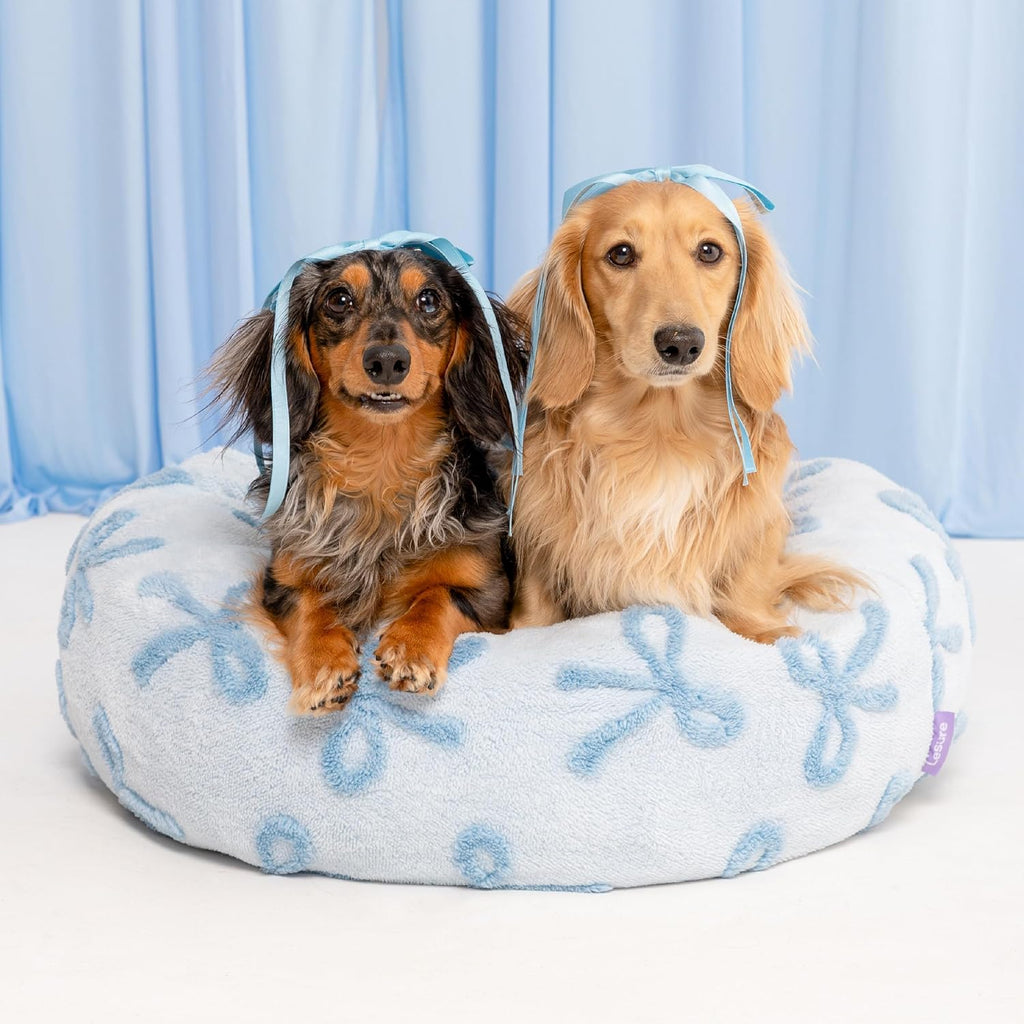 Donut Medium Dog Bed - round Cat Beds for Indoor Cats Calming Bed Gift for Pets, Cute Modern Beds with Jacquard Shaggy Plush & anti Slip Bottom, 30 Inch, Ice Melt