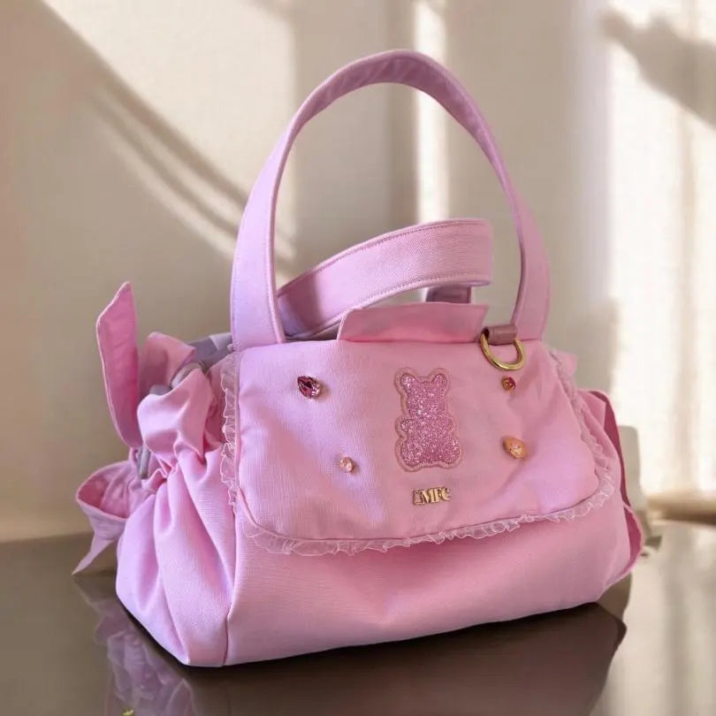 Luxury Pink Swarovski Dog Carrier Bag