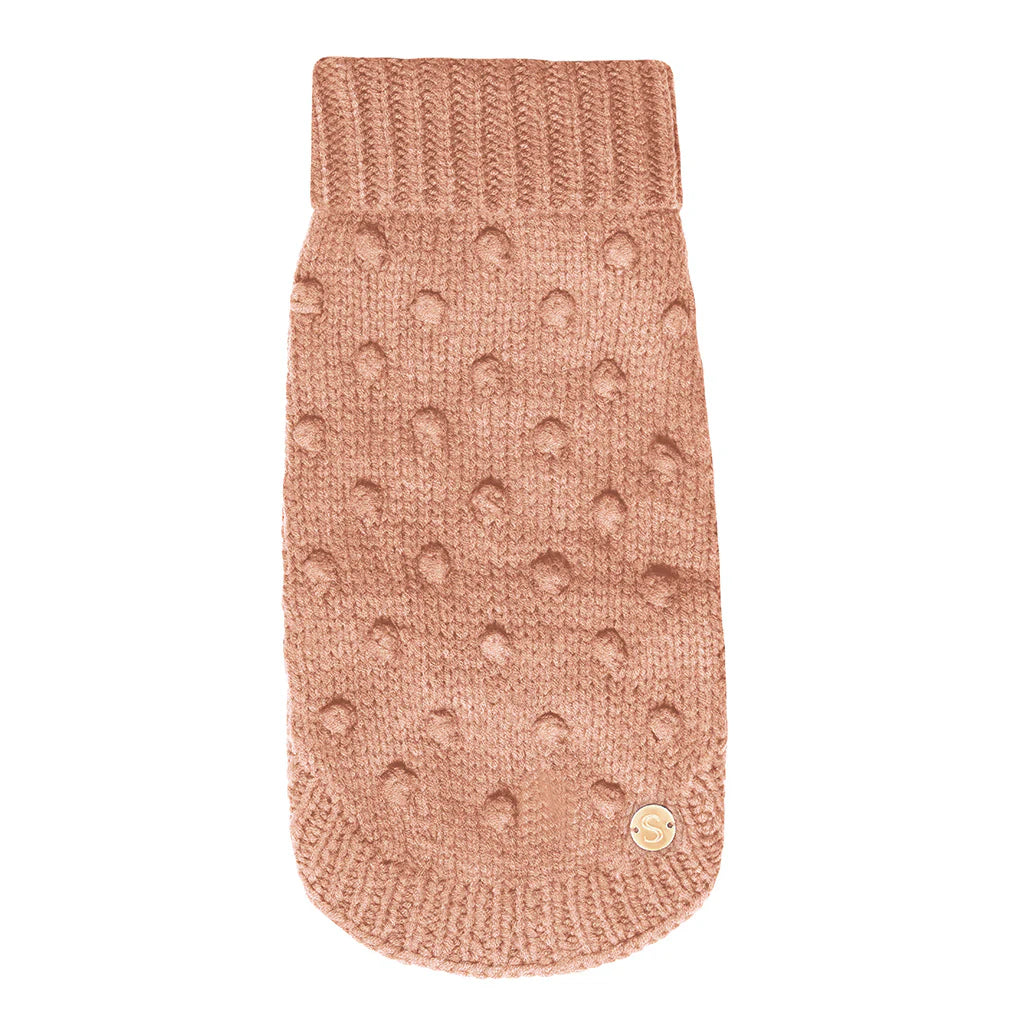 Merino Wool Bobble Knit Dog Sweater - Blush