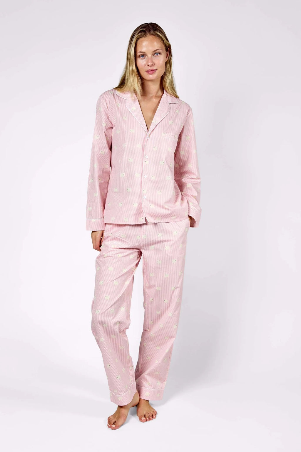 Pomeranian Unisex Pajama – Pink & White