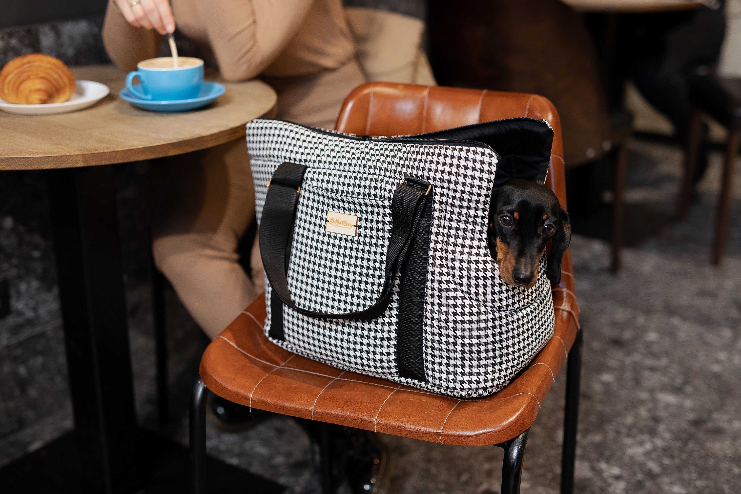 Houndstooth Tweed Luxury Pet Carrier