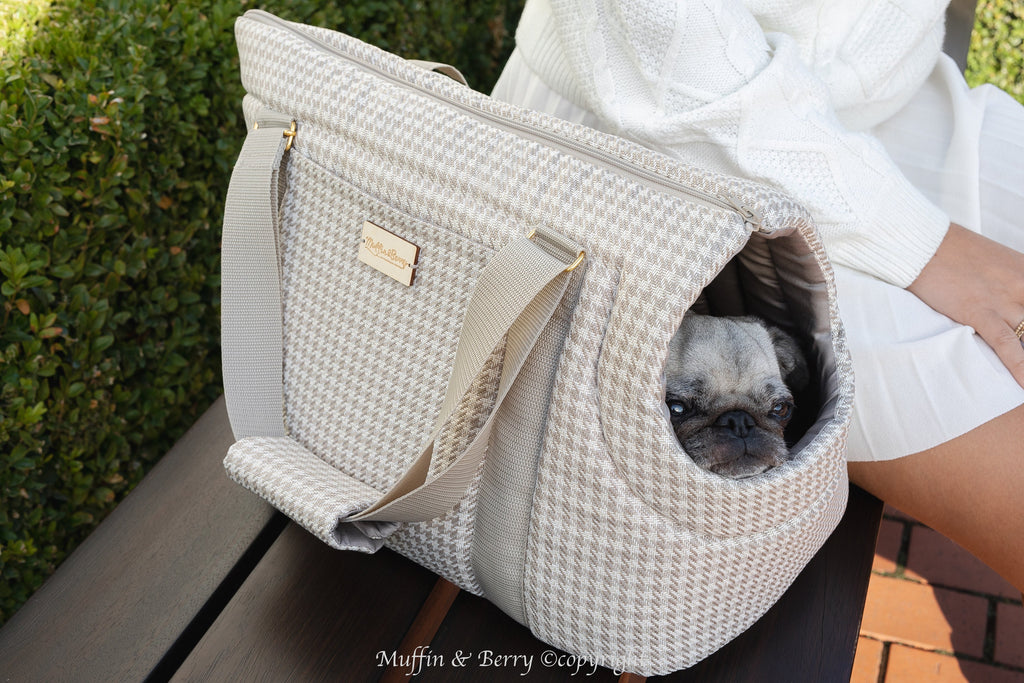 Houndstooth Tweed Luxury Pet Carrier 