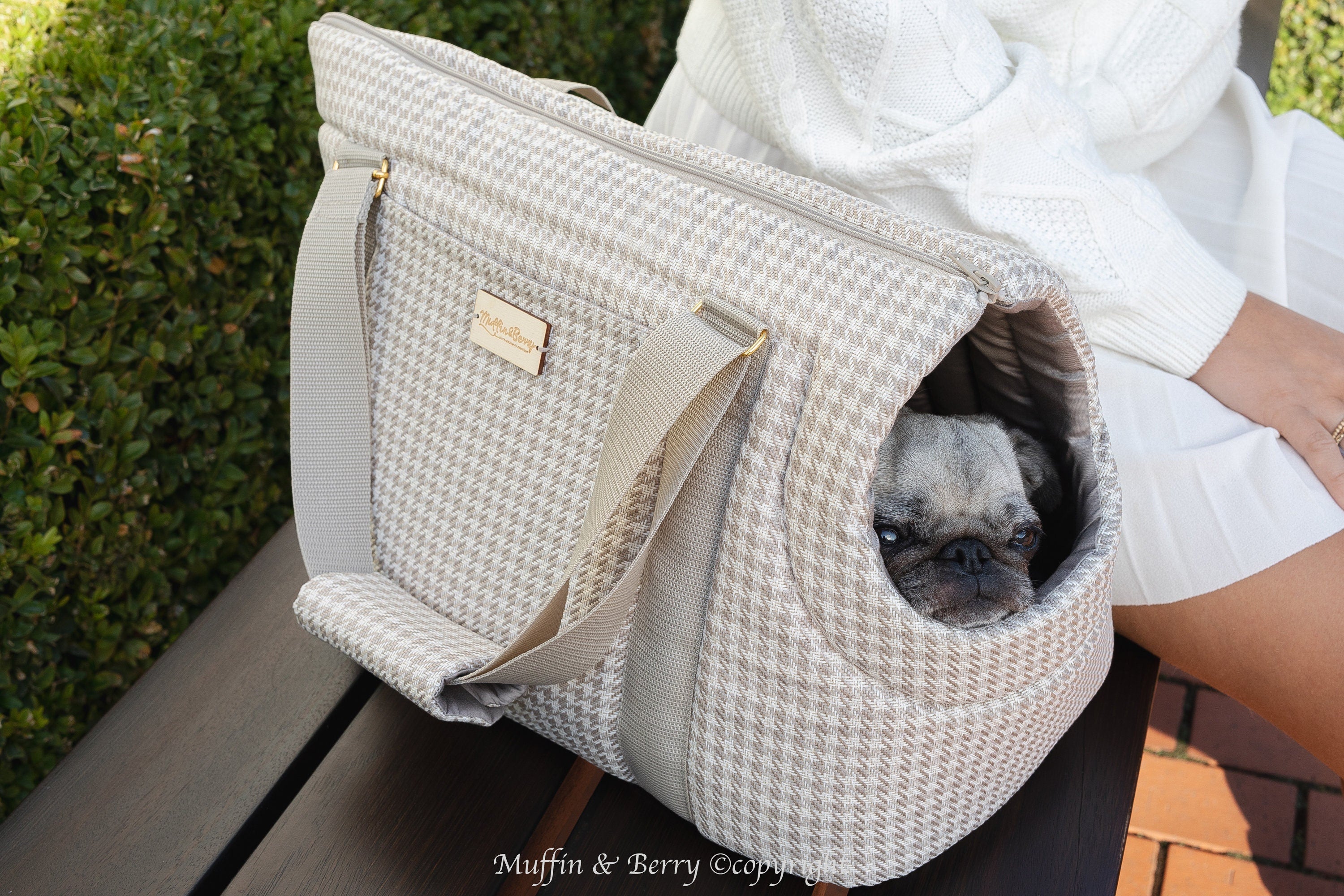 Houndstooth Tweed Luxury Pet Carrier 