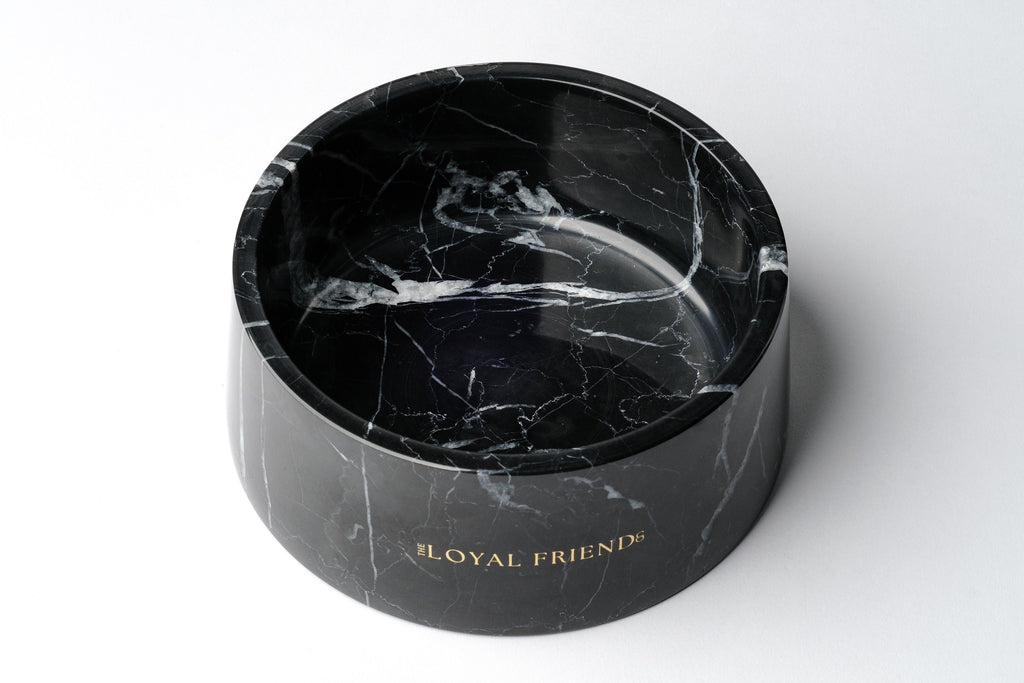 Nocturne Noir Marble Pet Bowl: Luxury Dog Bowl