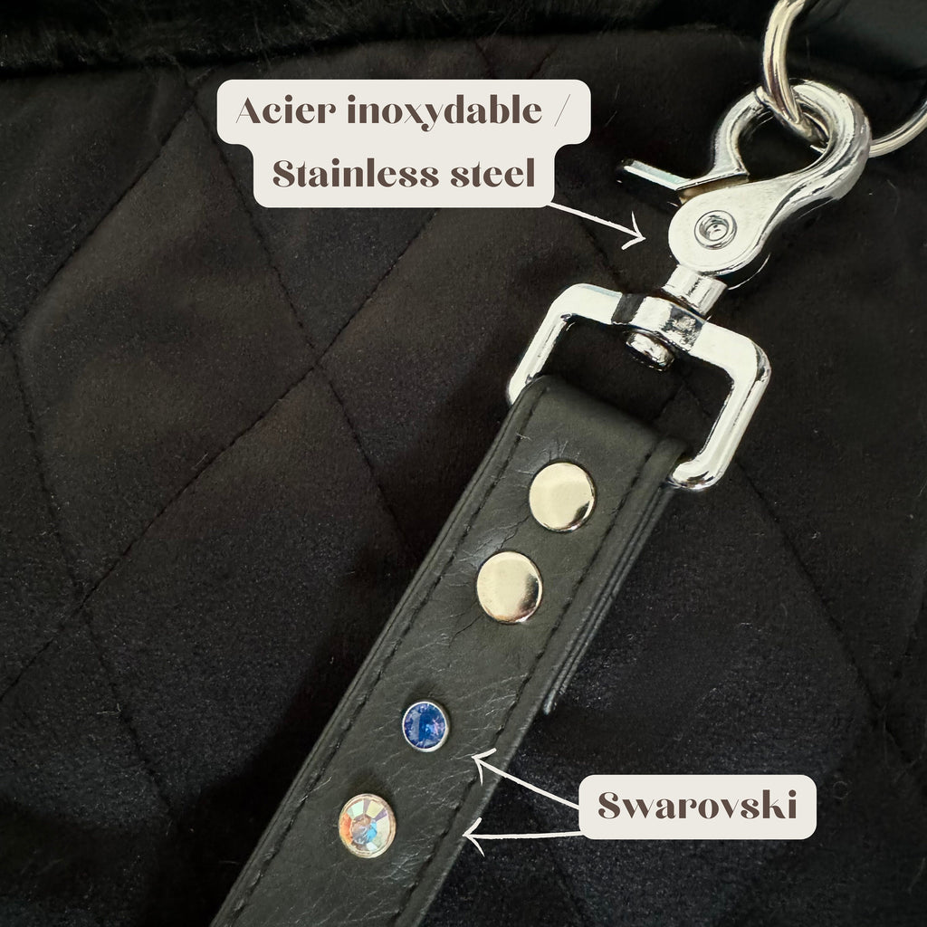 Luxury Black Velvet Dog Carrier with Shoulder Strap