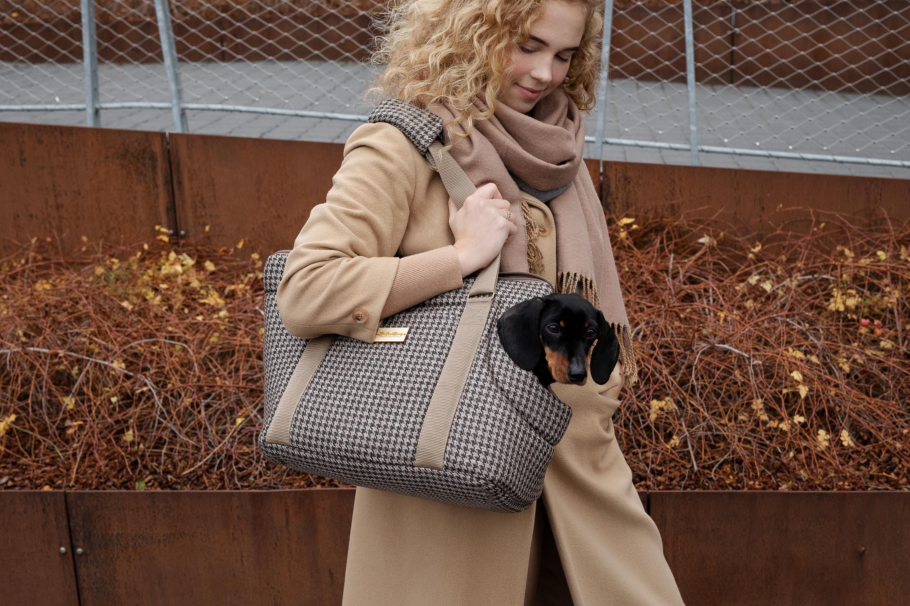 Houndstooth Tweed Luxury Pet Carrier 