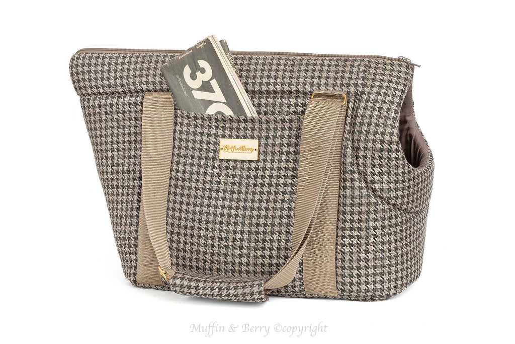 Houndstooth Tweed Luxury Pet Carrier 