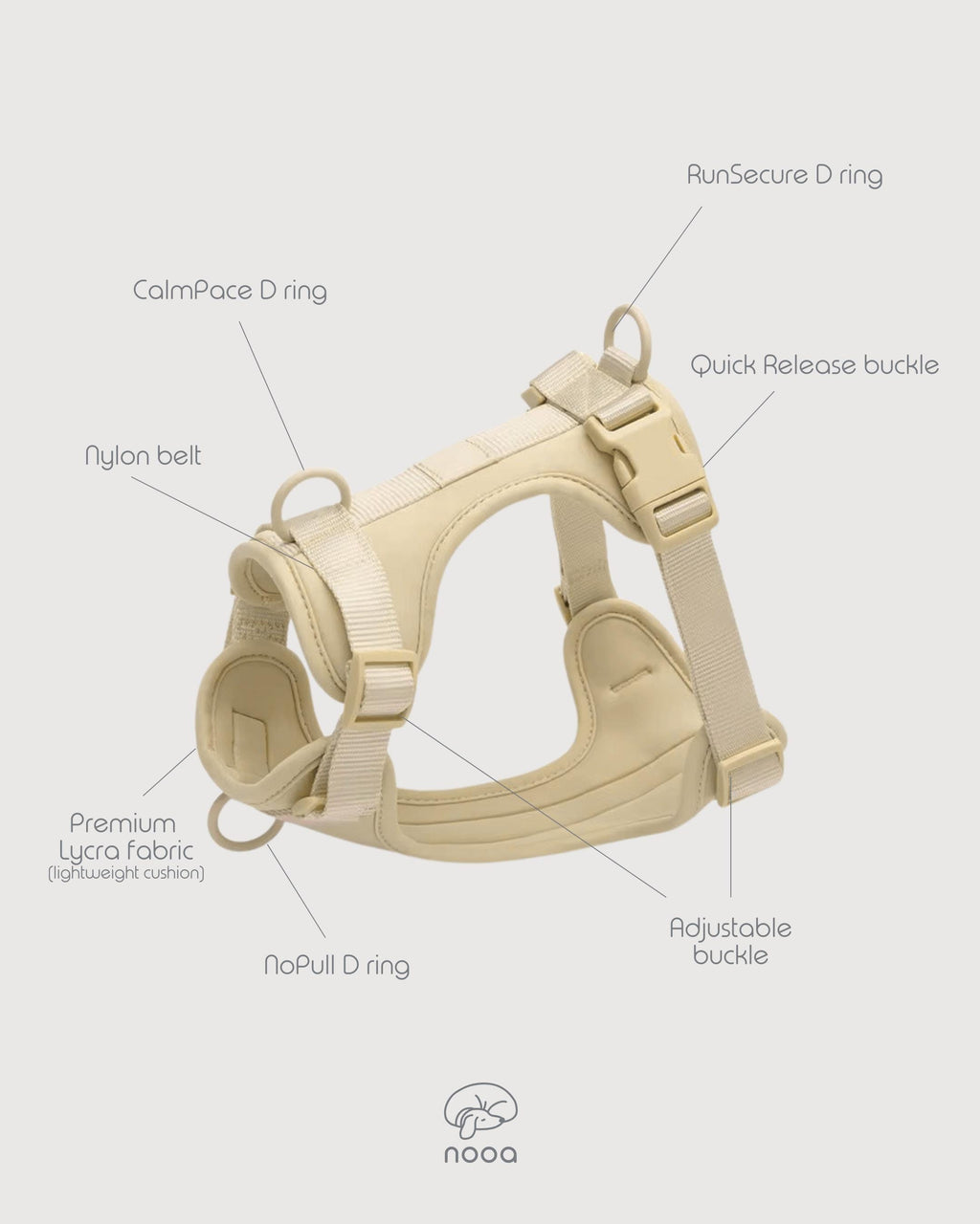Oat Beige Softnest No-Pull Harness & Leash Set