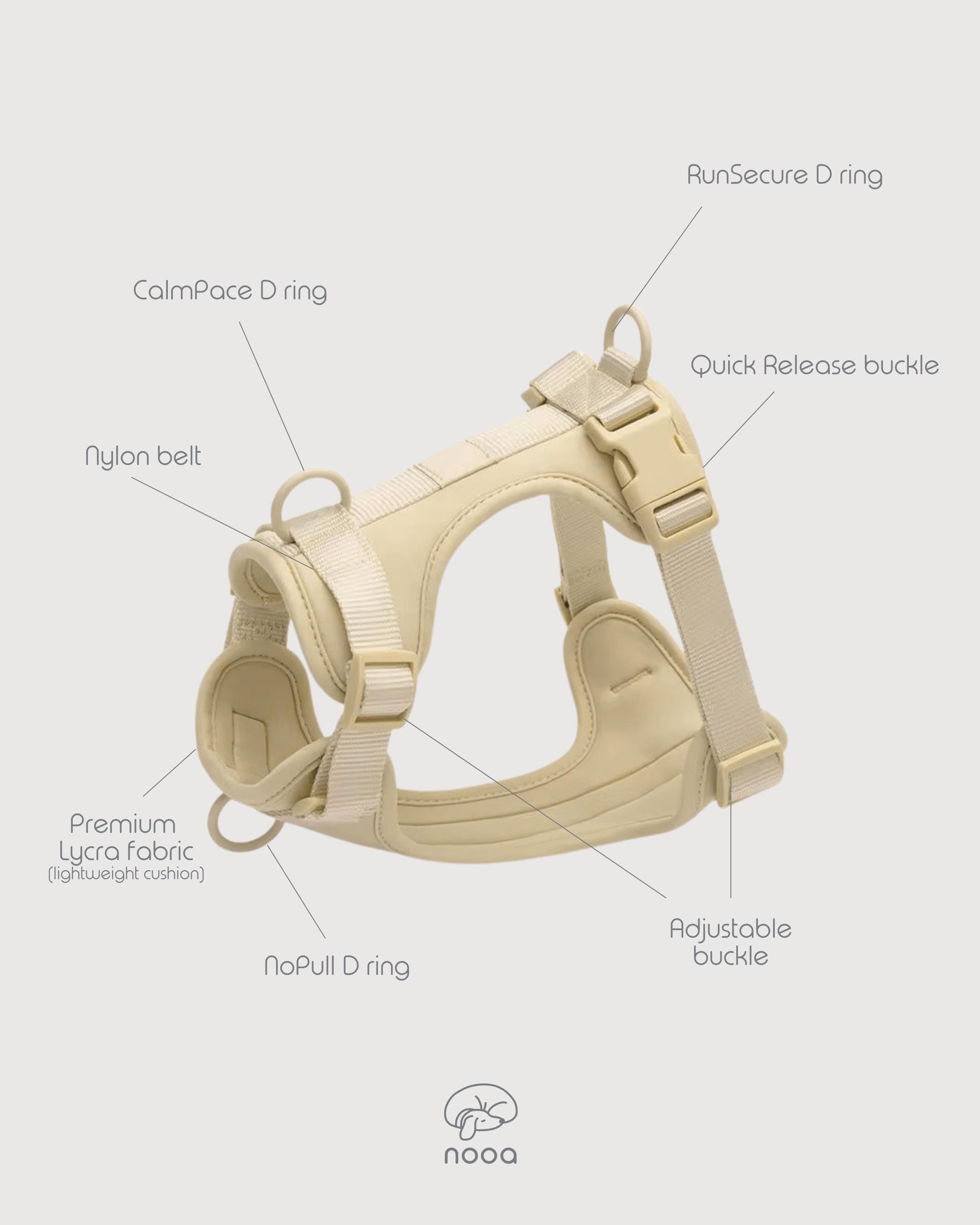 Oat Beige Softnest No-Pull Harness & Leash Set
