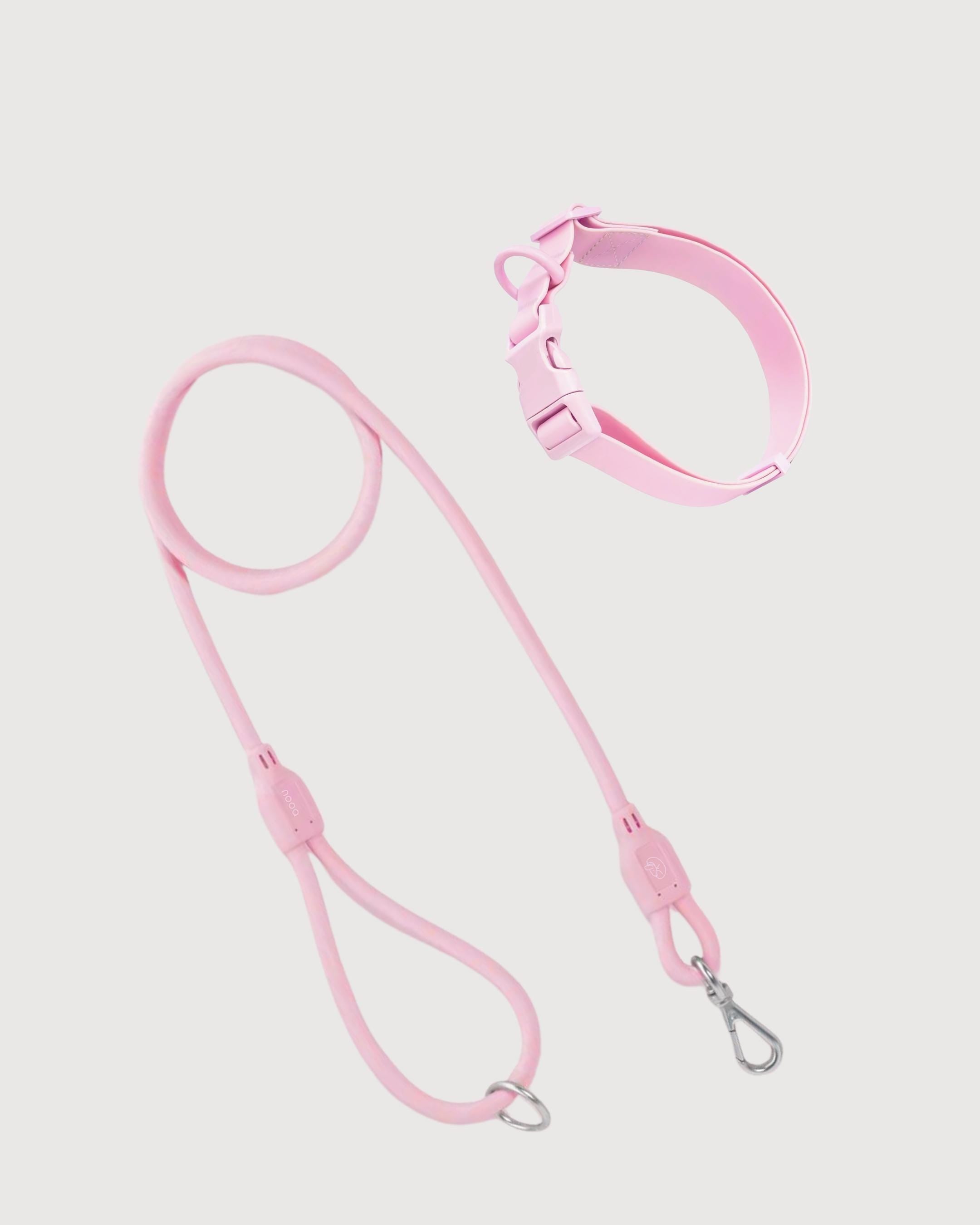 Baby Pink Waterproof Dog Leash & Collar Set
