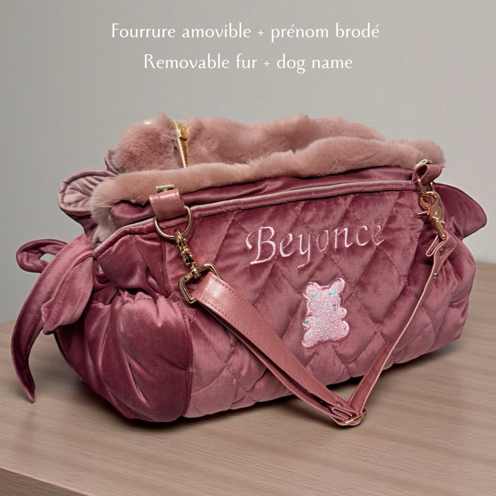 Pink Velvet Dog Carrier