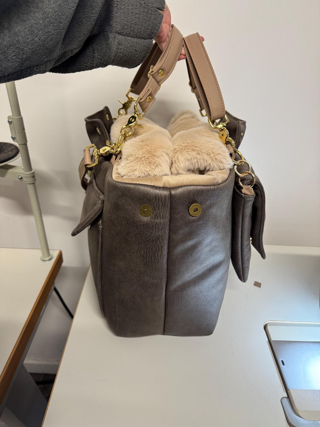 Luxury Sherpa & Eco-Fur Dog Carrier