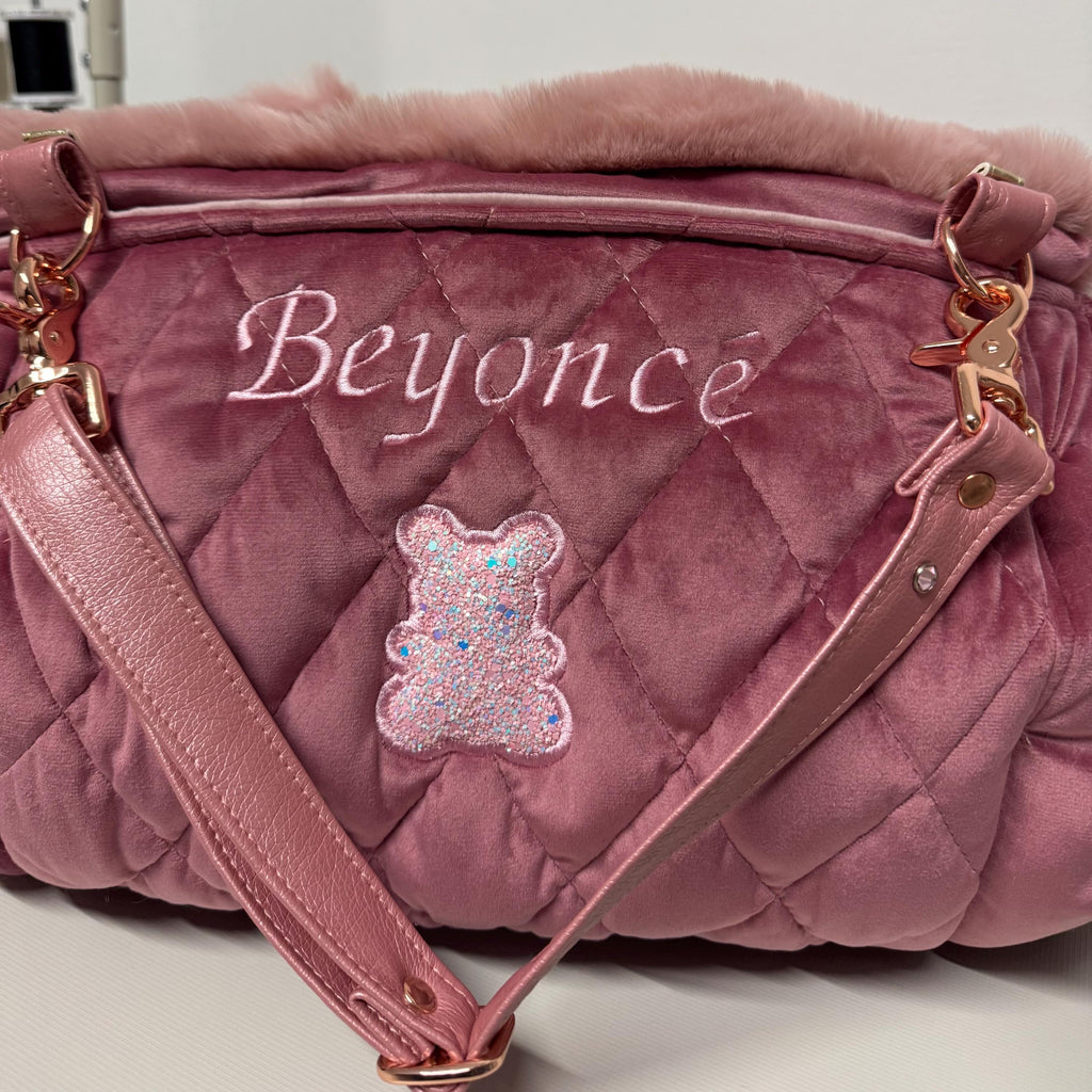 Pink Velvet Dog Carrier
