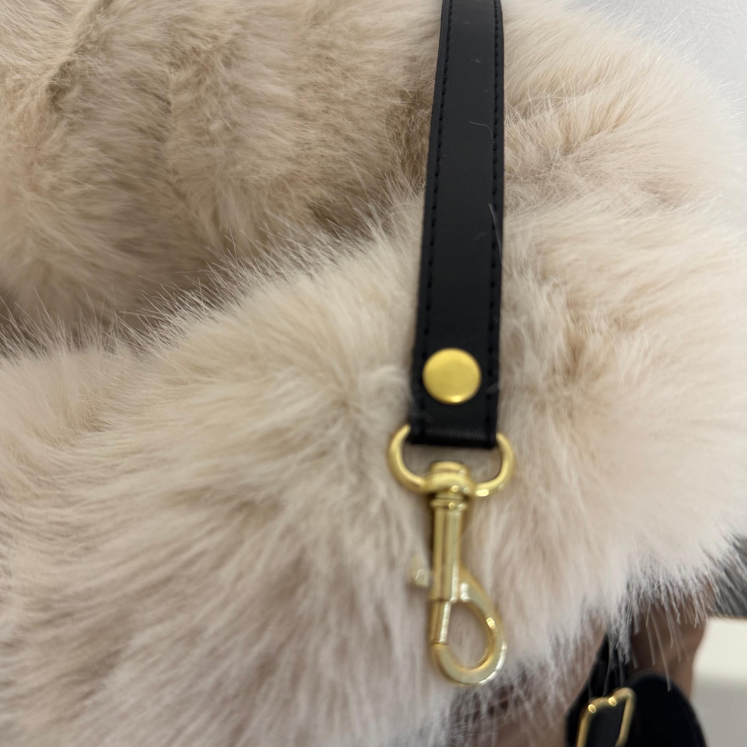 Brown Velvet & Pink Eco-Fur Dog Carrier